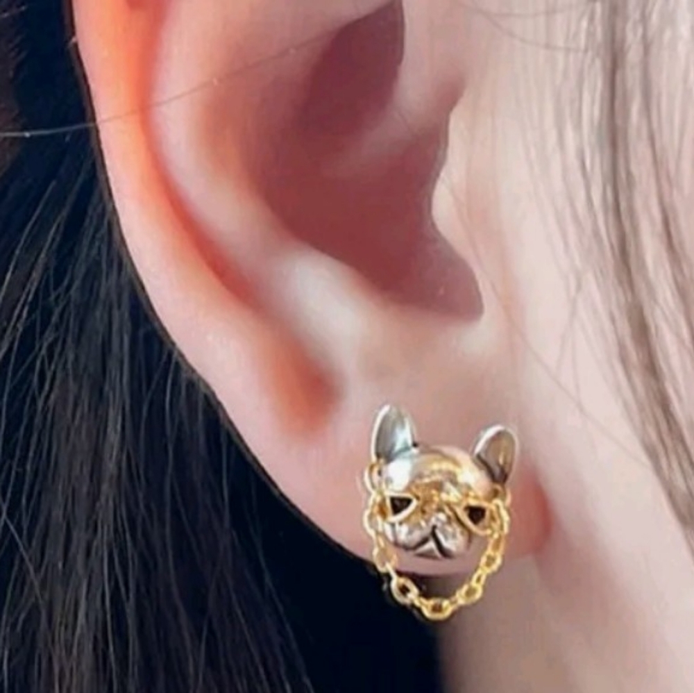 "HOST PICK 3X's"   FRENCH BULLDOG STUD EARRINGS Unisex - Picture 4 of 5